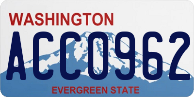 WA license plate ACC0962