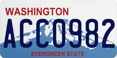 WA license plate ACC0982