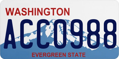 WA license plate ACC0988