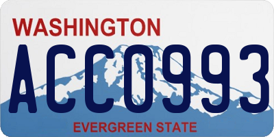 WA license plate ACC0993