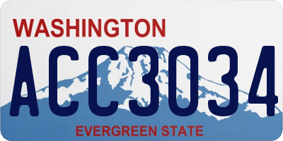 WA license plate ACC3034