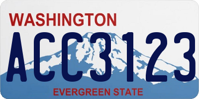 WA license plate ACC3123