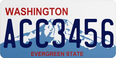 WA license plate ACC3456
