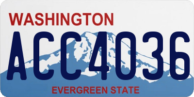 WA license plate ACC4036