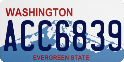 WA license plate ACC6839