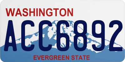 WA license plate ACC6892