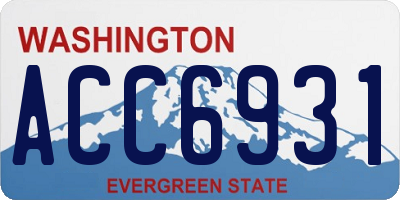 WA license plate ACC6931