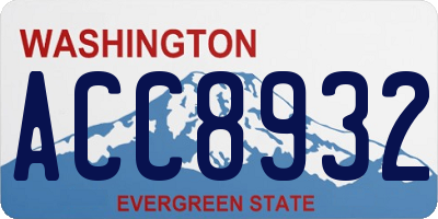 WA license plate ACC8932