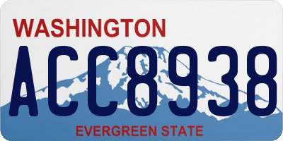 WA license plate ACC8938