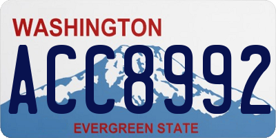 WA license plate ACC8992