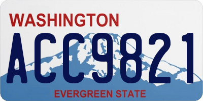 WA license plate ACC9821