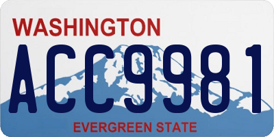 WA license plate ACC9981