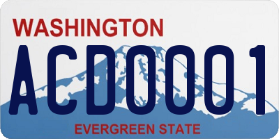 WA license plate ACD0001