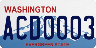 WA license plate ACD0003
