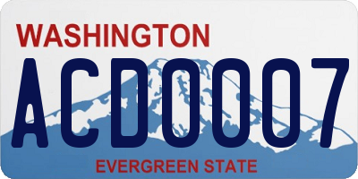 WA license plate ACD0007