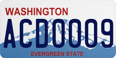 WA license plate ACD0009