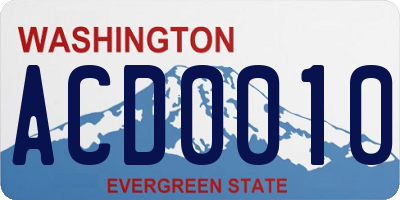 WA license plate ACD0010