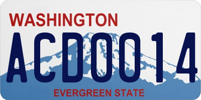 WA license plate ACD0014