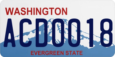 WA license plate ACD0018