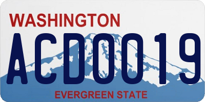 WA license plate ACD0019