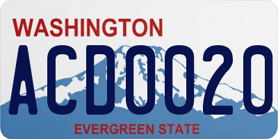 WA license plate ACD0020