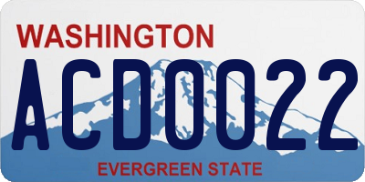 WA license plate ACD0022