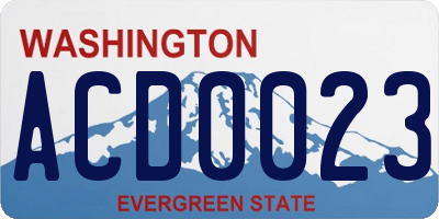 WA license plate ACD0023