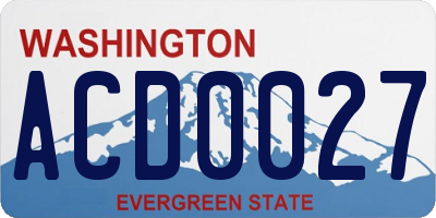 WA license plate ACD0027