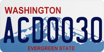 WA license plate ACD0030