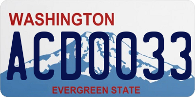 WA license plate ACD0033