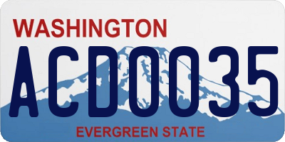 WA license plate ACD0035