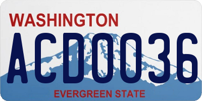 WA license plate ACD0036