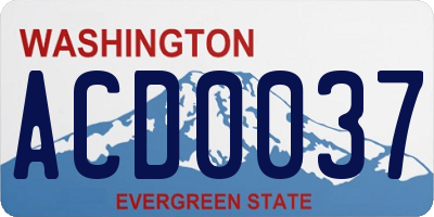 WA license plate ACD0037