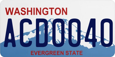 WA license plate ACD0040