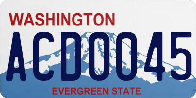 WA license plate ACD0045