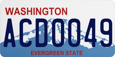 WA license plate ACD0049