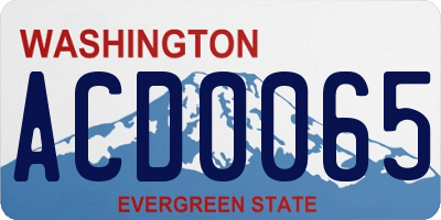 WA license plate ACD0065