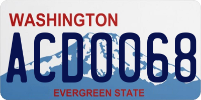 WA license plate ACD0068