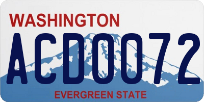 WA license plate ACD0072