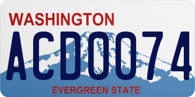 WA license plate ACD0074