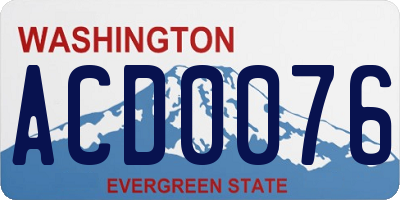 WA license plate ACD0076