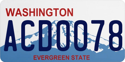 WA license plate ACD0078