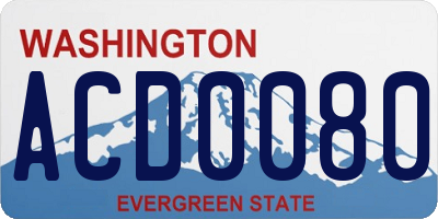 WA license plate ACD0080