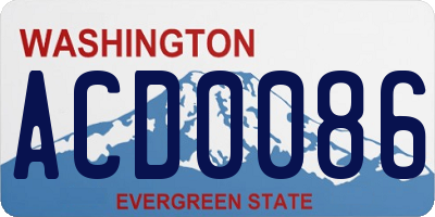 WA license plate ACD0086