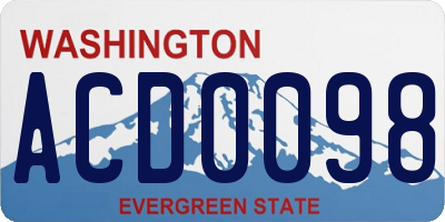 WA license plate ACD0098