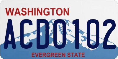 WA license plate ACD0102