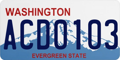 WA license plate ACD0103