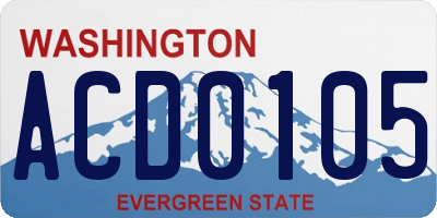WA license plate ACD0105