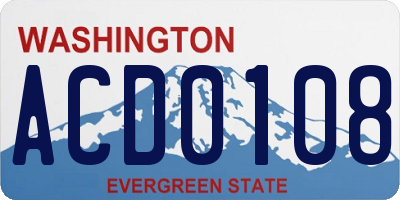 WA license plate ACD0108