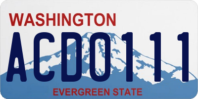 WA license plate ACD0111